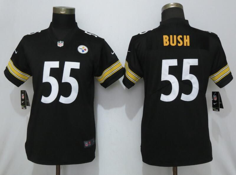 Women Pittsburgh Steelers #55 Bush Black Nike Vapor Untouchable NFL Jerseys